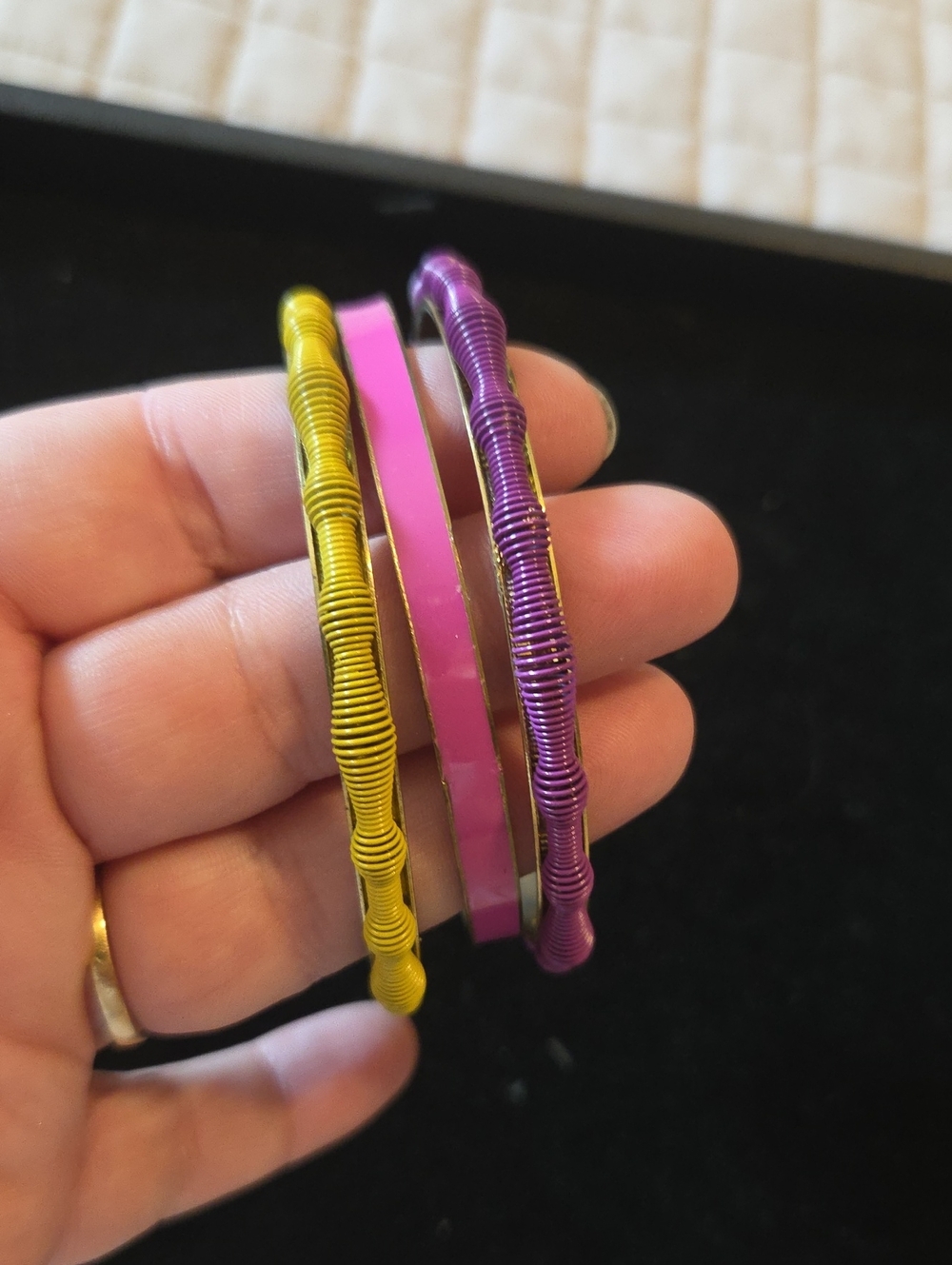 $5 Add-On Set of Women’s Purple and Yellow Wrapped Bangle Bracelets
